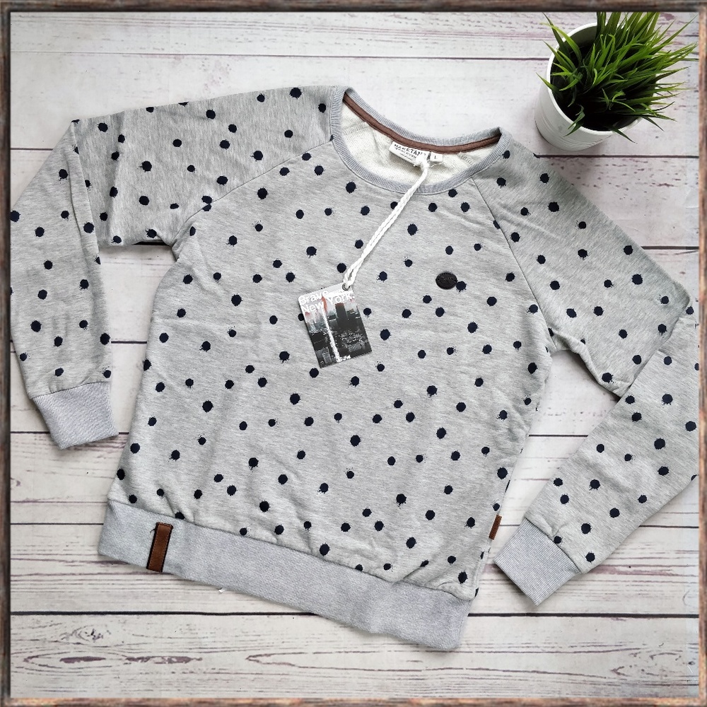 NWT NAKETANO Kokosnusskarl Grey Dot Sweatshirt M L